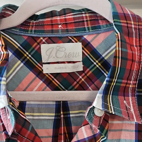 J. Crew Women's Multicolor Plaid Button Down Shirt - Picture 2 of 3